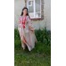 Boho Style Ukrainian Embroidered Maxi Broad Dress Mocco with Red Embroidery